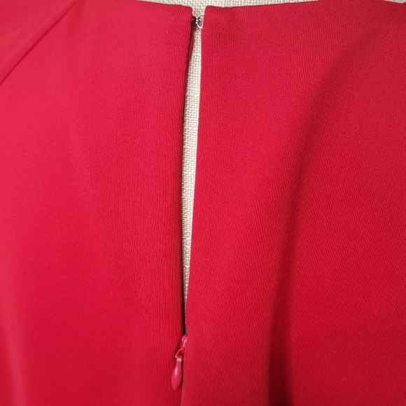 GORGEOUS!! Spense Red Box Pleat Dress with Rhinestone Neckline Size 14 - Picture 6 of 8